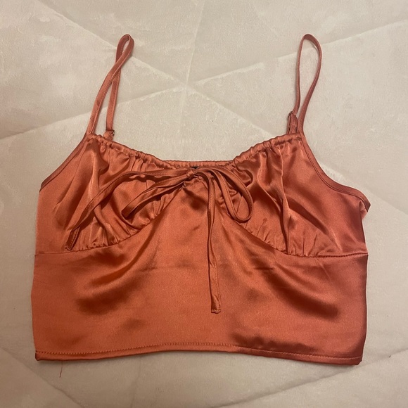Forever 21 Stain Cropped Tank Top, Peach - Picture 1 of 2